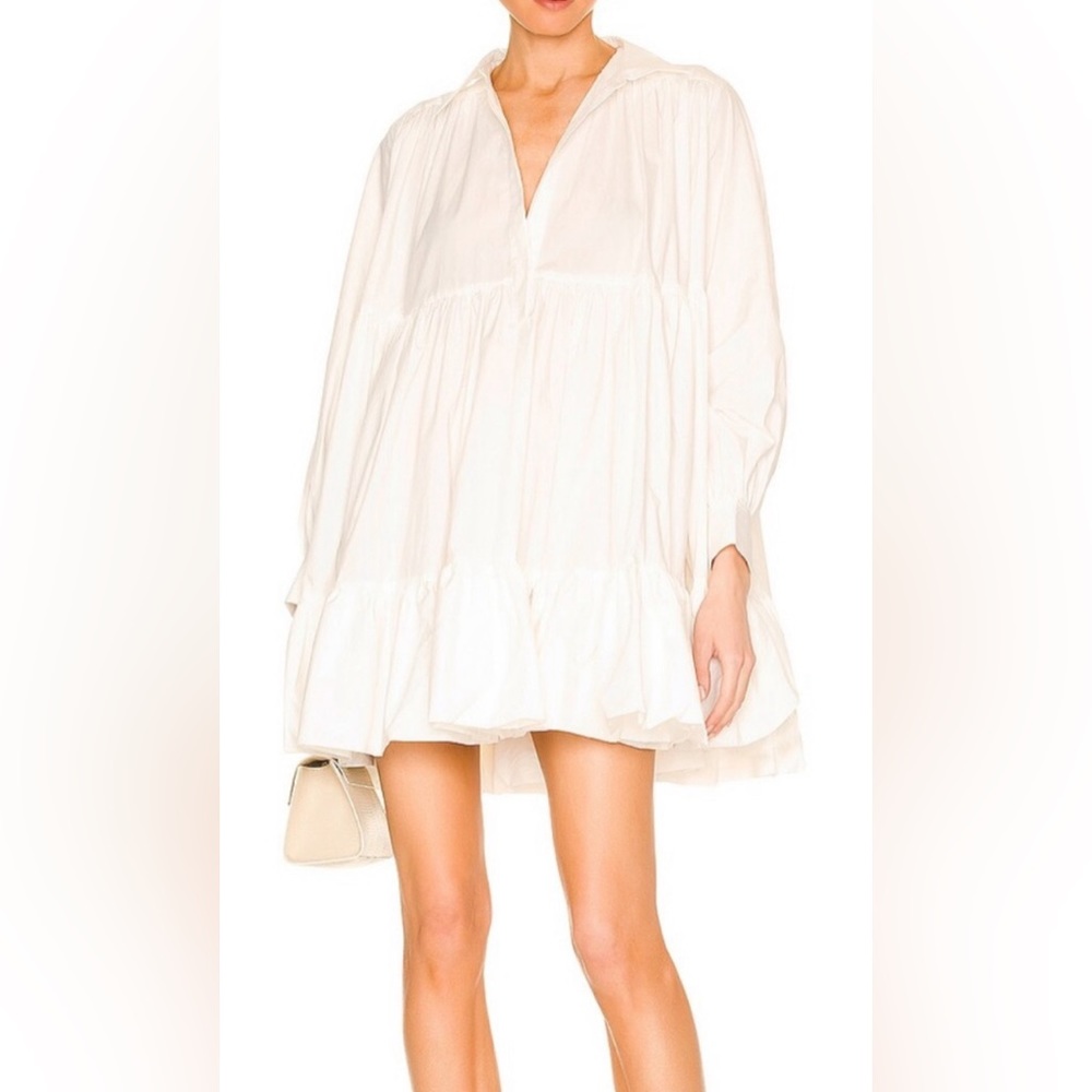 White elevated Shirt dress